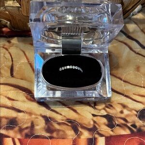 Elegant diamond white gold band. Women's Ring with real diamonds.